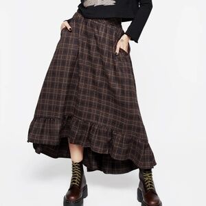 Disturbia Embla check ruffle maxi skirt